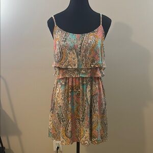 Altar'd State Pink and Blue Ruffled Tiered Sundress